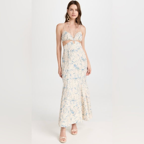 Significant Other Anita Dress Sleeveless Maxi Floral Size 4 Blue Beige - Picture 7 of 16